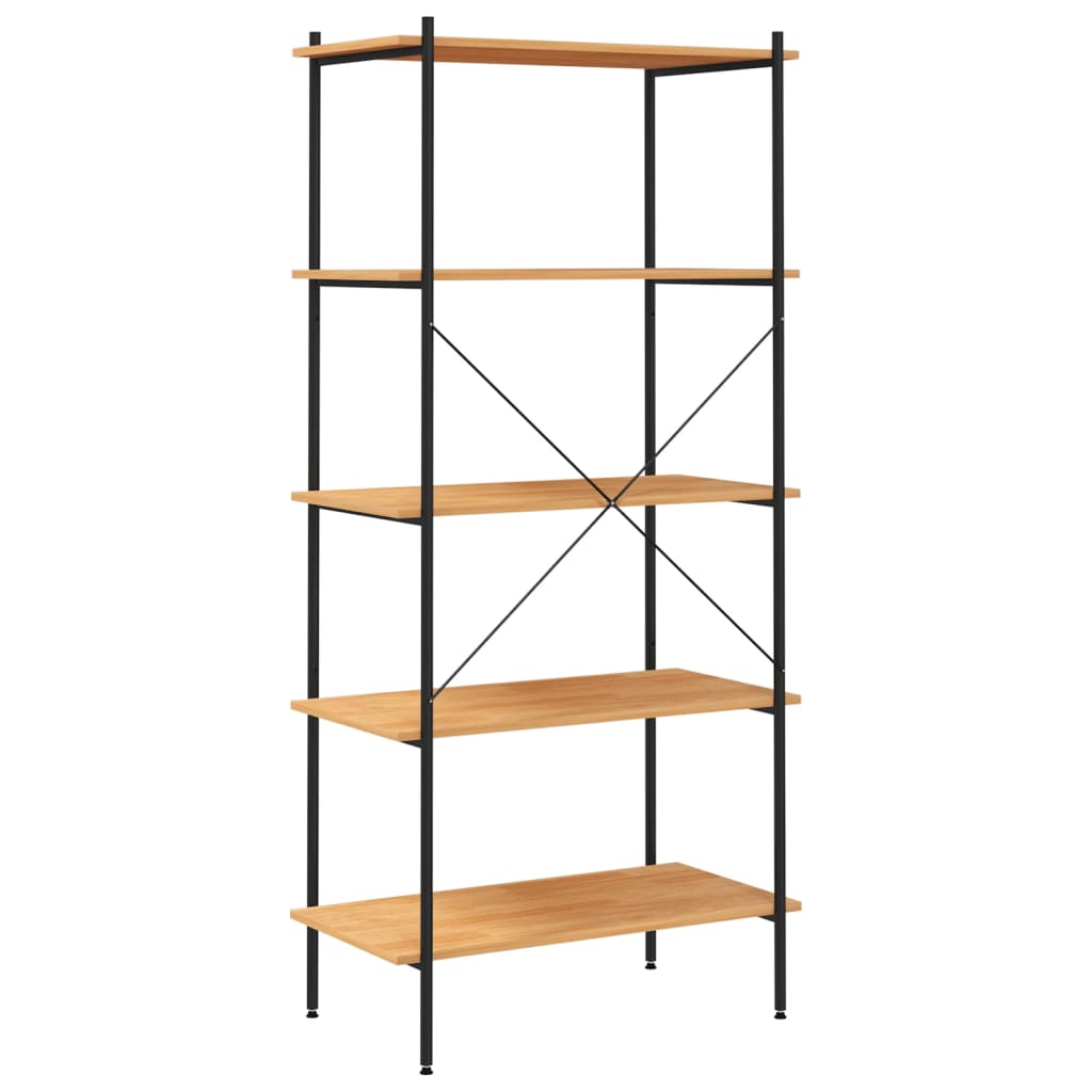 NNEVL 5-Tier Shelving Unit Black and Oak 80x40x163 cm