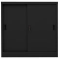 NNEVL Office Cabinet with Sliding Door Black 90x40x90 cm Steel
