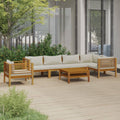NNEVL 7 Piece Garden Lounge Set with Cream Cushion Solid Acacia Wood