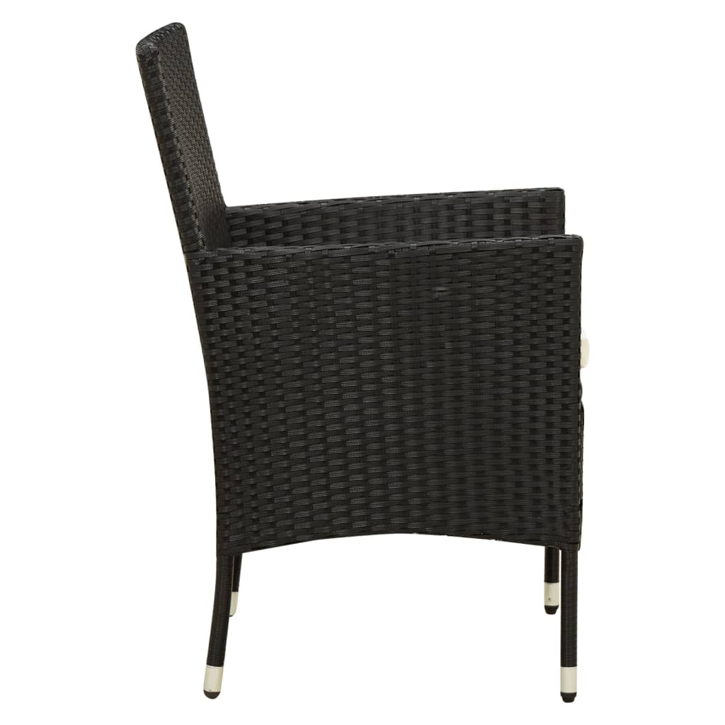 NNEVL 7 Piece Outdoor Dining Set with Cushions Poly Rattan Black